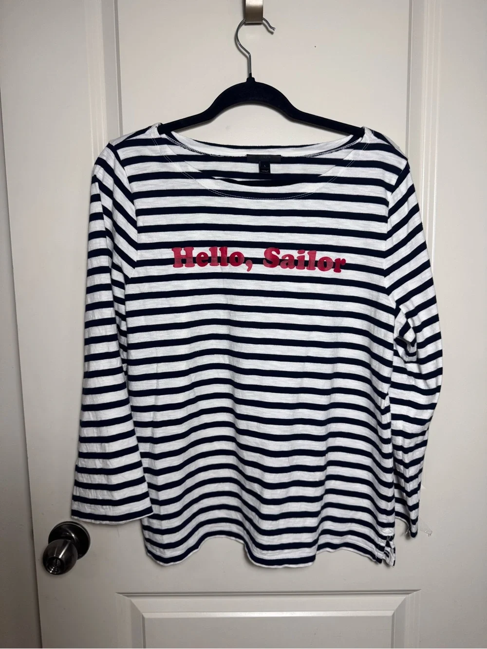 J.CREW Hello, Sailor Striped Boat Neck Long Sleeve 100% Cotton T-Shirt L